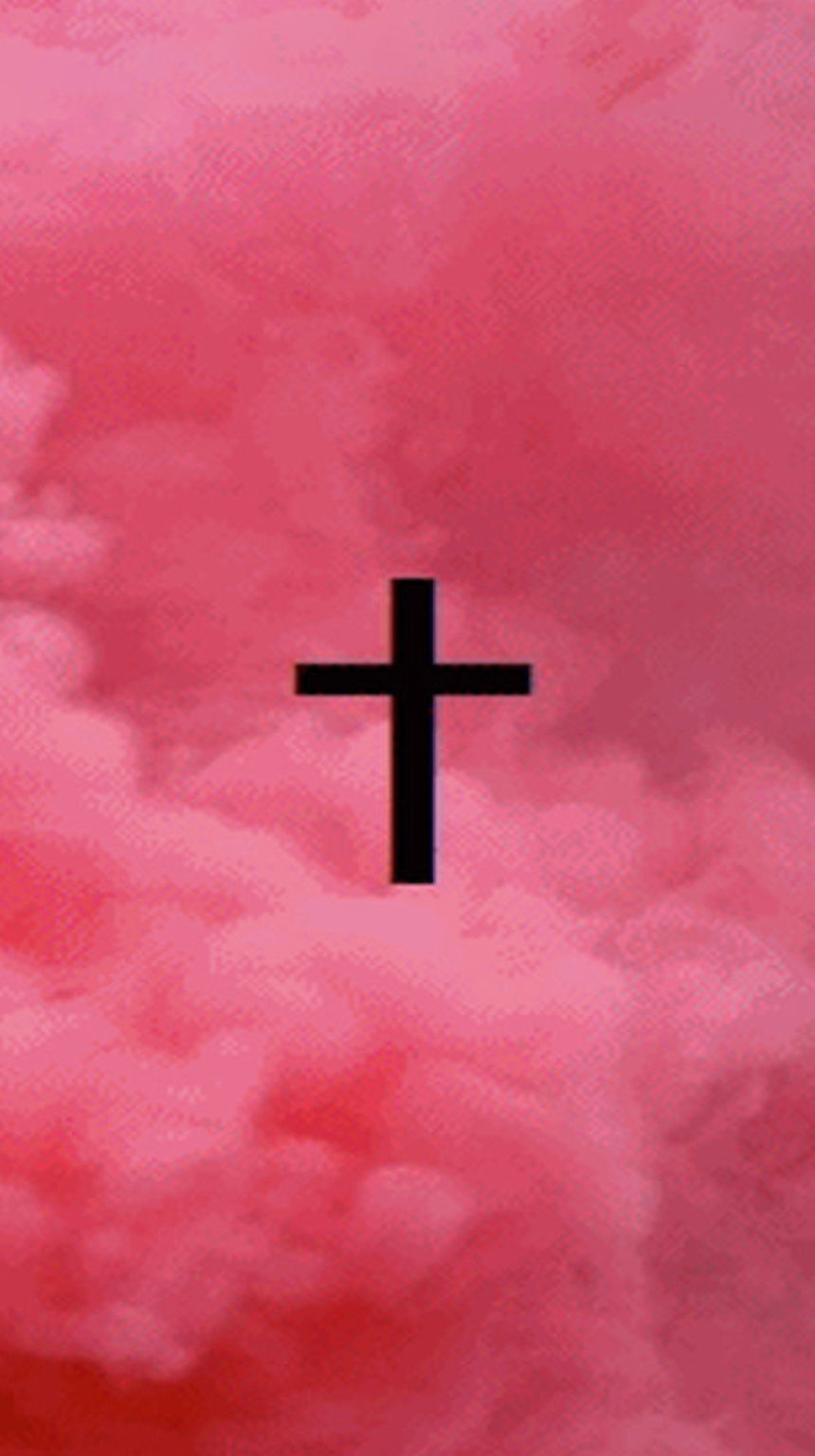 Croix sur fond de nuages roses