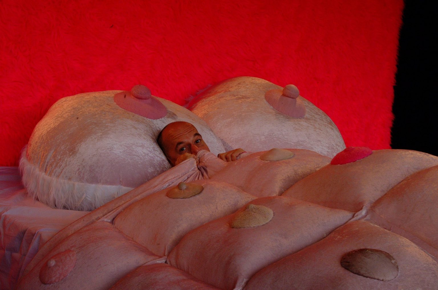 Homme dans un lit en forme de poitrine