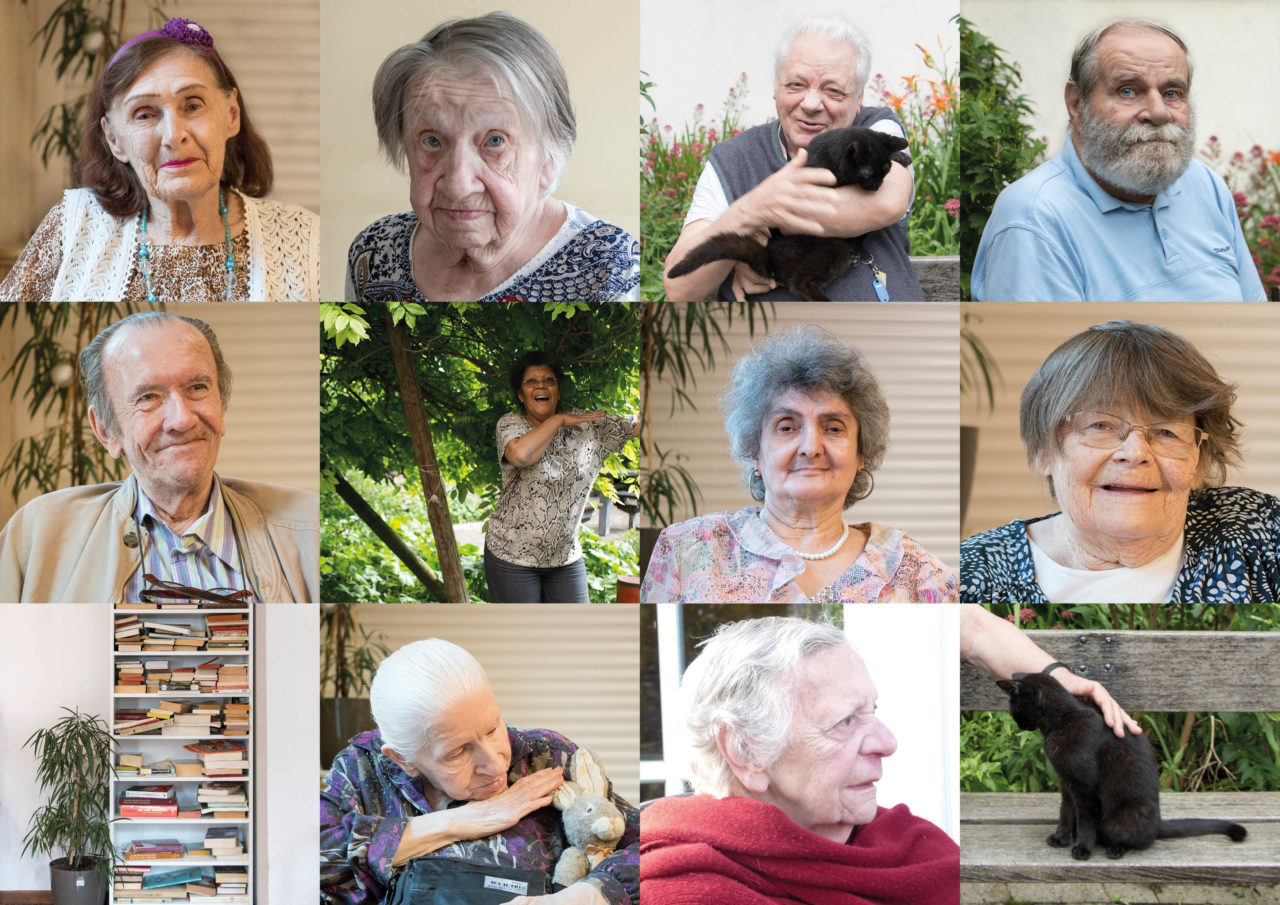 Collage de portraits de résidents de Sainte-Gertrude