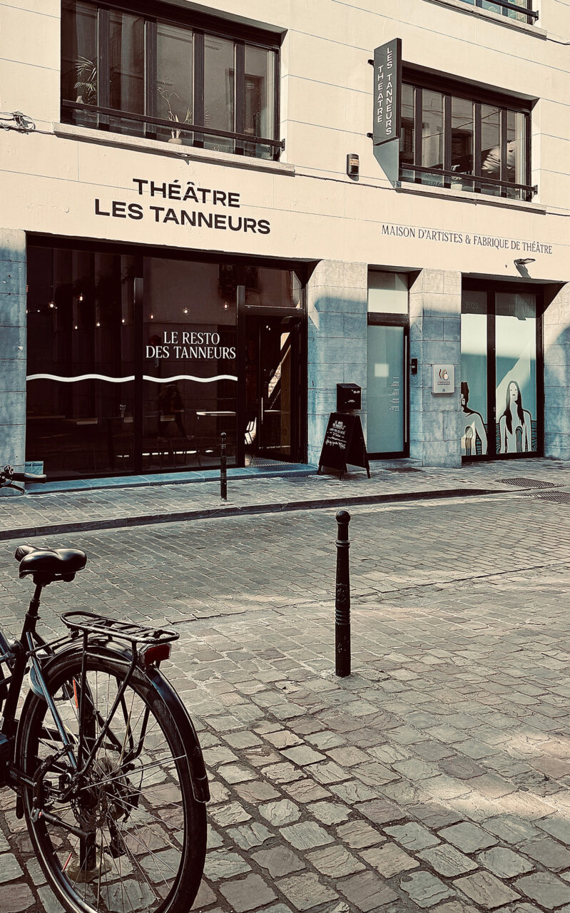 Photo représentant la façade du Théâtre Les Tanneurs avec ses grandes baies vitrées.