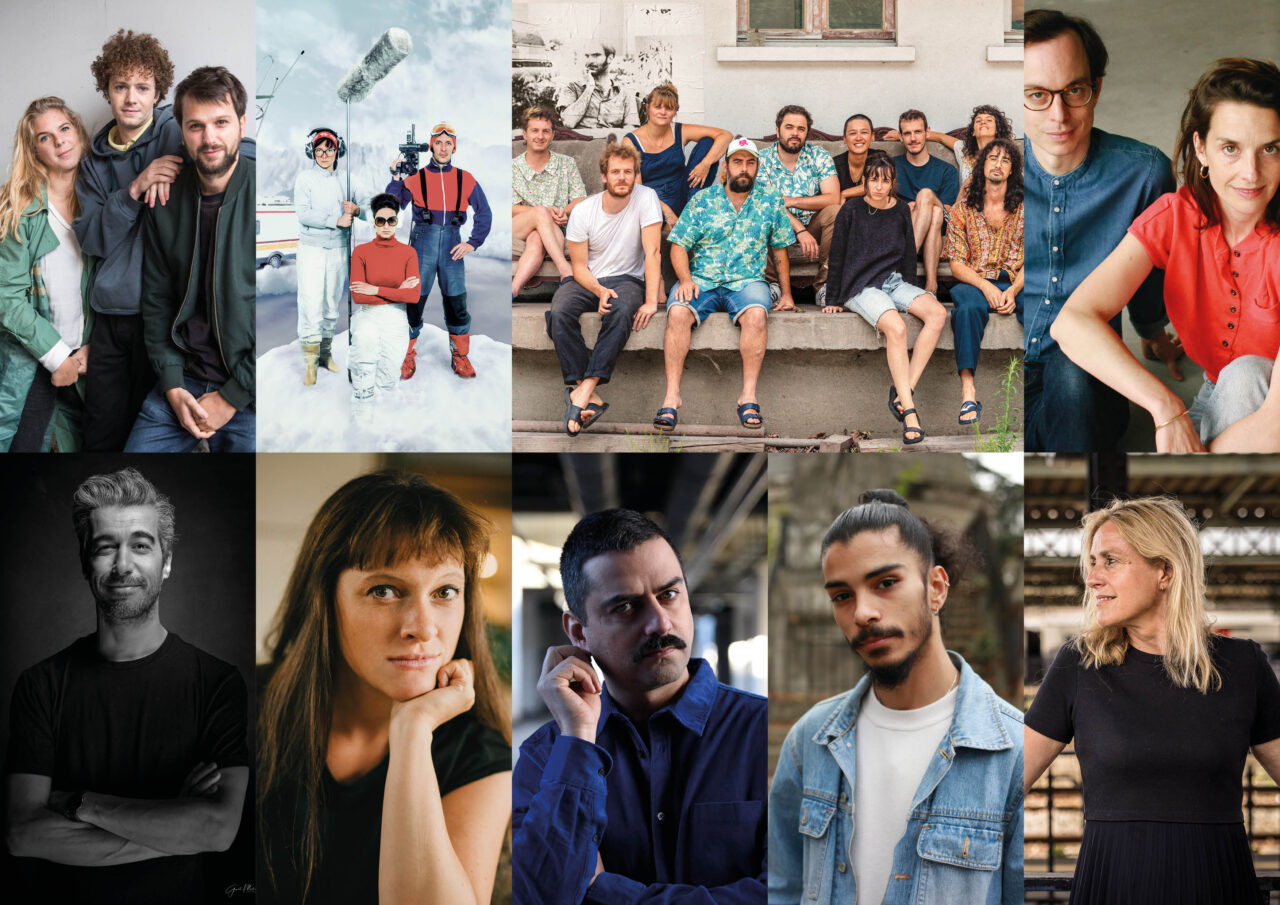 Photo patchwork qui représente les neuf compagnies et artistes associés au Théâtre Les Tanneurs